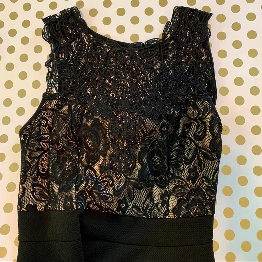 Trixxi fit and flare black lace top cocktail dress